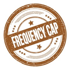 FREQUENCY CAP text on brown round grungy stamp.