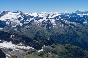 Hiking in the swiss alps: mountain landscape in summer