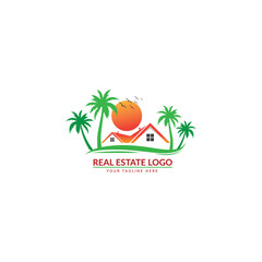 Property logo with green tree vector