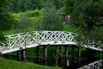 Fototapeta premium White arched bridge.