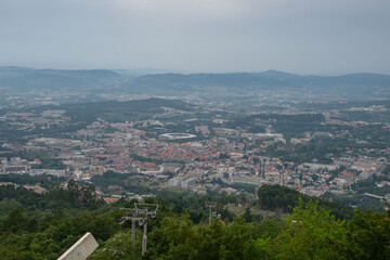 Guimaraes city view from Santuario da Penha Sanctuary, in Portugal