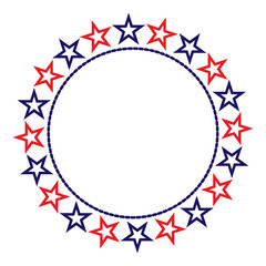 Obraz premium American flag symbols round border frame logo symbol card banner with empty space for text. 