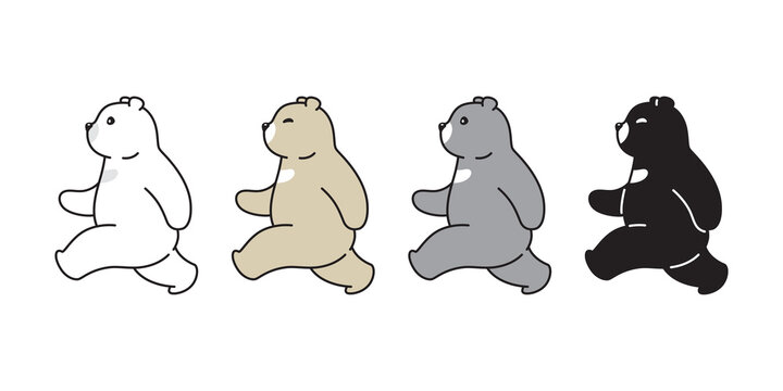 Bear vector polar bear running walk icon logo teddy cartoon character symbol doodle illustration design