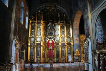 Fototapeta na wymiar Altar in St. Michael's Golden-Domed Monastery in Kiev, Ukraine