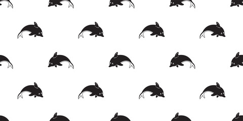 dolphin Seamless pattern fish vector shark whale tuna doodle cartoon salmon ocean sea scarf isolated repeat wallpaper tile background illustration textile design