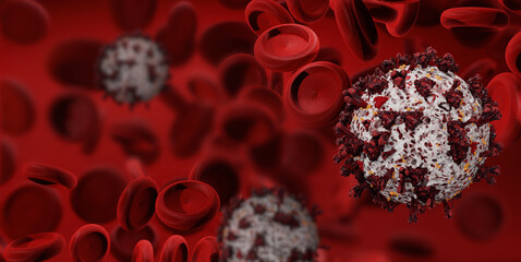 blood cells virus cell Corona Virus 3d-illustration background