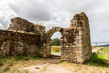 Catoira, Spain. The Torres de Oeste (West Towers), a walled complex of ruined castles in Galicia surrounded by marshes