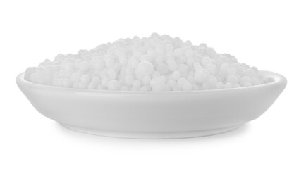 Pellets of ammonium nitrate isolated on white. Mineral fertilizer