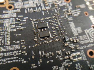 Computer engineering microchip background. Microelectronic high tech wallpaper