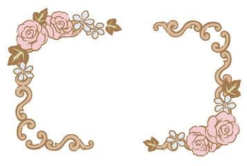 アンティークなお花の装飾フレーム。ベクター素材