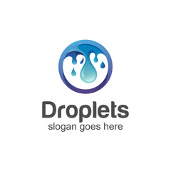 water drop and droplets logo design
