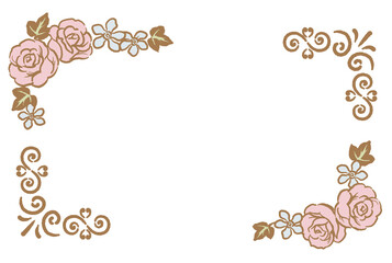 アンティークなお花の装飾フレーム。ベクター素材