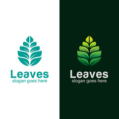 modern logo design of Green leaves growing, leaf drop symbol icon illustration