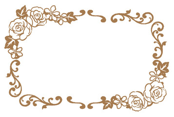 アンティークなお花の装飾フレーム。ベクター素材