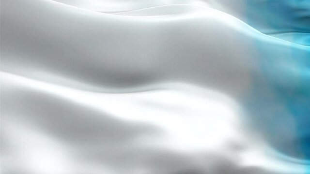 Silk Flag Animation of Blue Sky Daytime color gradient background video waving in wind. Elegant Blue white Flag background. Blue white color Flag Looping Closeup 1080p Full HD footage. White Satin fla