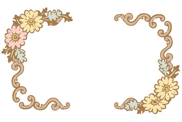 アンティークなお花の装飾フレーム。ベクター素材
