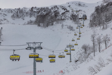 Panoramic view of chairlift 