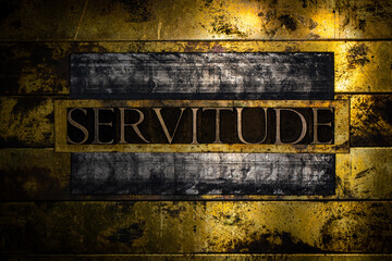 Servitude text on vintage textured grunge copper and gold background