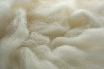 Fotobehang Soft white wool texture as background, closeup © New Africa