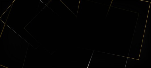 Black Business Paper with Gold Lines. Royal Silver Geo Frame. 3D