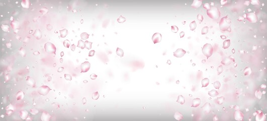 Cherry Sakura Petals Confetti. Blooming Cosmetics Ad Female Floral