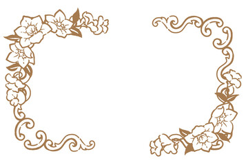 アンティークなお花の装飾フレーム。ベクター素材