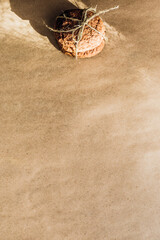 homemade cookies on a brown background. Flat lay top-down