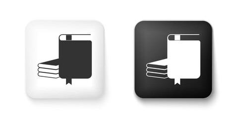 Black and white Book icon isolated on white background. Square button. Vector.