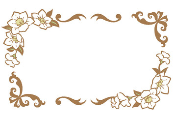 アンティークなお花の装飾フレーム。ベクター素材