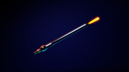 Red hot diesel glow plug on blue cold background  Cold engine start  spare parts sale concept  3d render © Павел Печёнкин