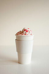 Hot Coffee Drink With Whipped Cream Topping And Sprinkles