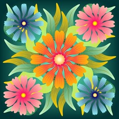 Fototapeta premium Decorative background with colorful floral design