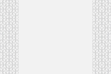 Ethnic geometric convex volumetric texture from a 3D pattern. Embossed white background of the peoples of Africa, Mexico, India with vertical inserts.