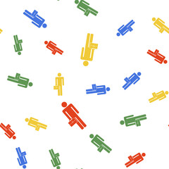 Color Businessman man with briefcase icon isolated seamless pattern on white background. Vector.
