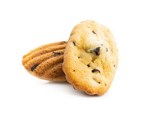 Madeleine with chocolate. Traditional French small cakes.