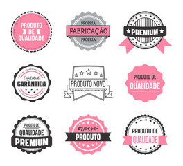 Set Selo, Selo premium, produto novo, selo produto novo, selos para produtos, selo produto de qualidade, selo qualidade garantida