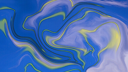 abstract psychedelic liquid background in blue and yellow tones