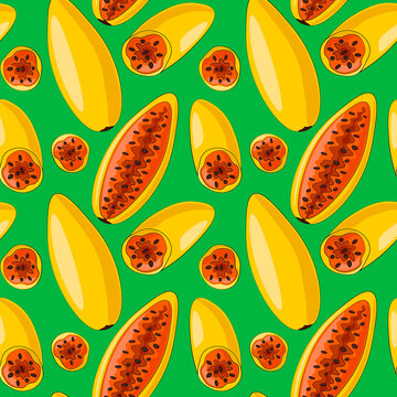 Seamless vector pattern with exotic fruit curuba