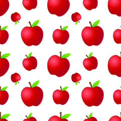Red Apple Fruit Emoji Pattern. Farm Vegetable Seamless Background Symbols. Silhouette Emoticon Healthy Agriculture Vector.