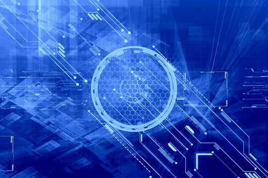 Abstrac digital futuristic grid line patterns on abstract blue hi tech technology background.