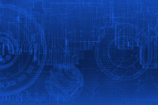 Digital space hi tech abstract blue future tech background.