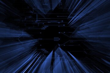 Futuristic bright hi technology background with light ray speed line.