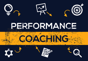 Creative (performance coaching) Banner Word with Icon ,Vector illustration.