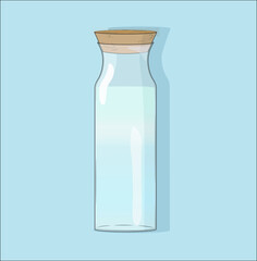 glass transparent water bottle vector isolated blue background
