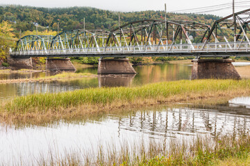 Canada, New Brunswick, Kennebecasis River Valley, Hampton. Hampton Bridge in autumn.