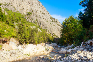 View of a mountain river in Kesme Bogaz canyon, Antalya province in Turkey