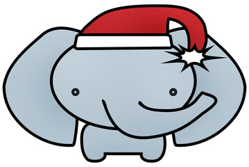 Baby Elephant in Red and White Santa Hat Isolated with Clipping Path for Sublimation or Heat Transfer Design Projects