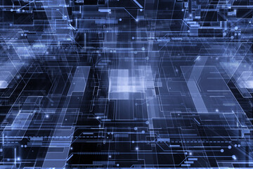 Hi tech futuristic technology bright abstract blue background.