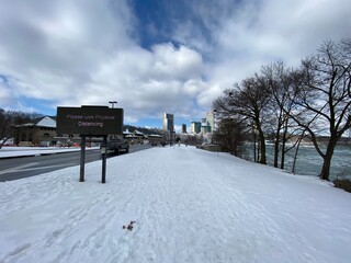 Social Distancing Board on the Winter Street