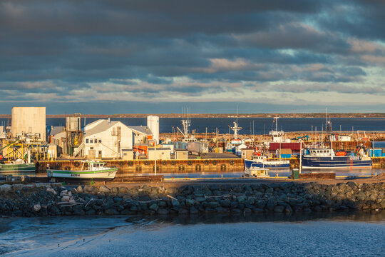 Canada, New Brunswick, Caraquet. Boats in the fishing port.